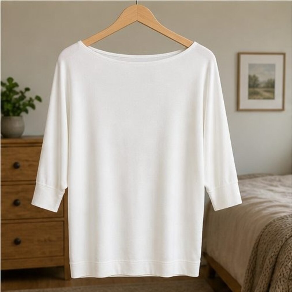 White Boat Neck Dolman Top